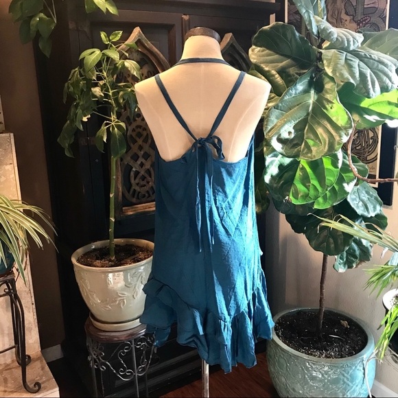 Deja teal boho ruffled tunic tank top - Picture 7 of 8
